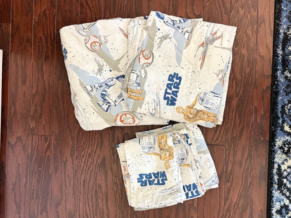 Pottery Barn Kids Star Wars Queen Sheet Set Organic Cotton 3 Pillowcases